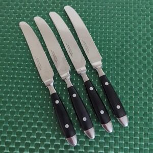 Hampton Silversmiths BISTRO BLACK Dinner Knives Lot Set of 4 Stainless Riveted